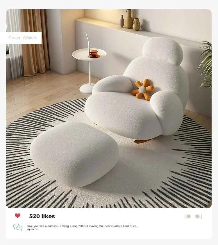 Big White Rocking Chair - Stylish Single Lazy Sofa for Living Room, Balcony, and Bedroom