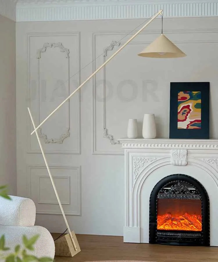 Light French Floor Lamp Nordic Modern Living Room Lamp Bedroom Marble Standing Lamp Fishing Lamp Home Decoration Lamp LED Light