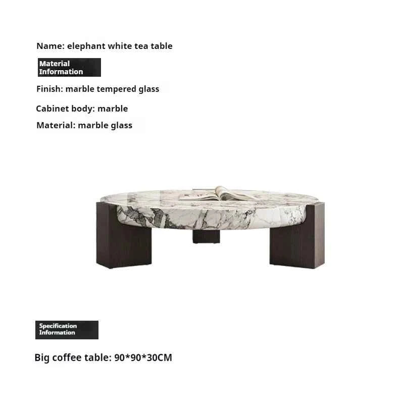 Luxury round Top Coffee Table in 100% Pure Calacatta Viola Marble with Black Marquina Marble Legs for Home Living Room