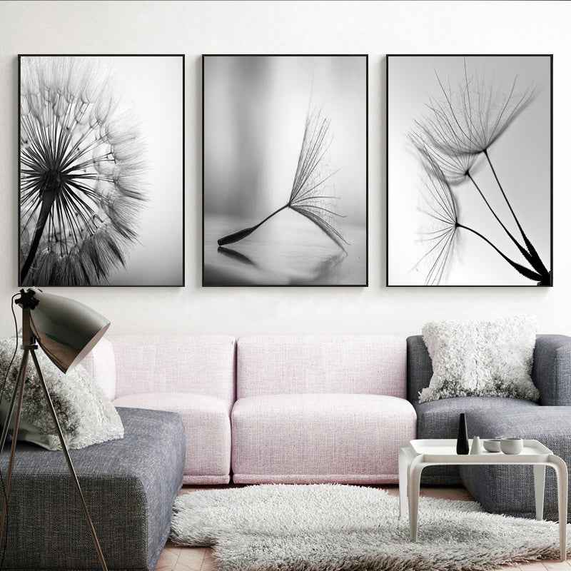Black White Dandelion Flower Wall Art Prints And Poster Nordic Living Room Wall Art Decorative Canvas Paintings For Home Decor