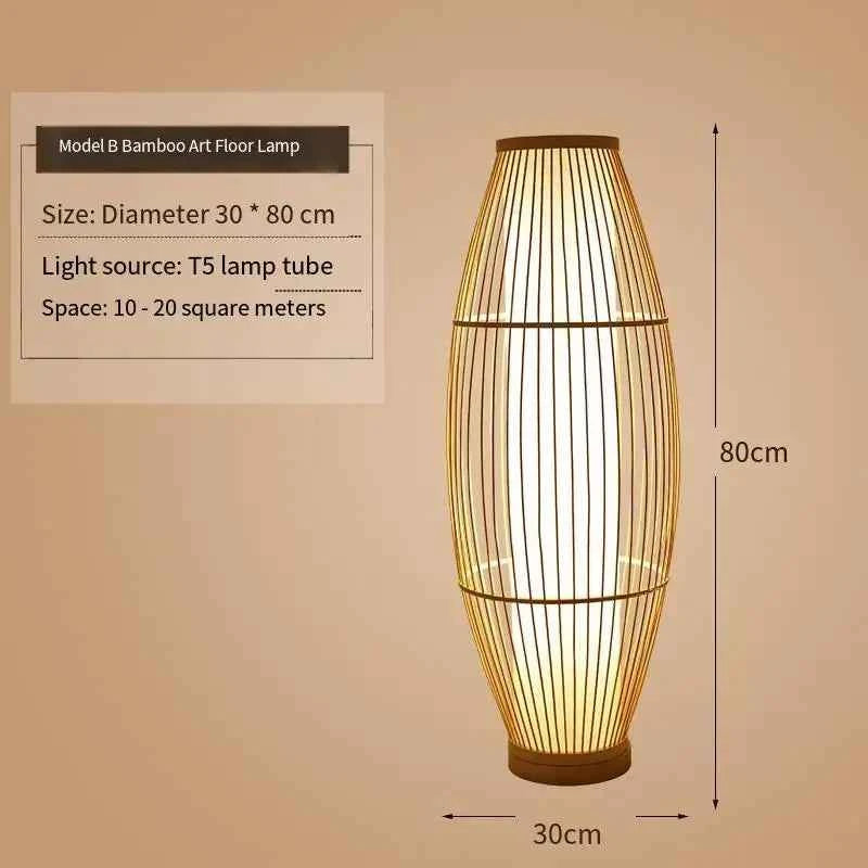 Art Chinese Floor Lamp Retro Bamboo Weaving Living Room Tea Room Japanese Bedroom Classic Creative Ornament Lighting Fixtures