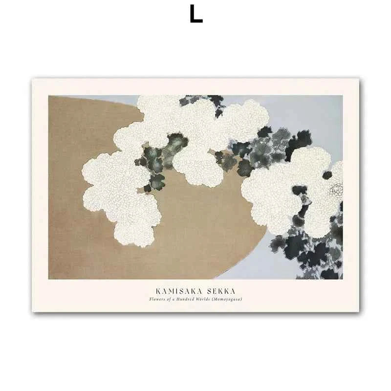 Wall Art Beige White Flower Vintage Abstract Geometry Print Living Room Home Decoration Poster Canvas Painting Wall Pictures