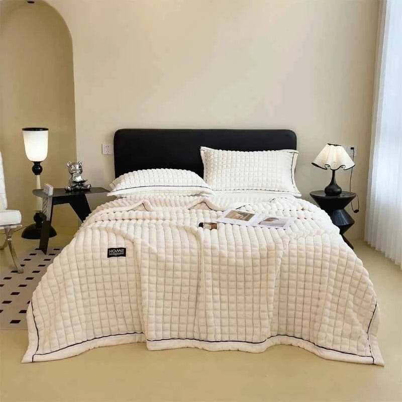 2025 A-Class Rabbit Fur Plush Blanket Multi-Functional Sofa Living Room Warm Decorative Autumn Winter Cozy Throw Blanket