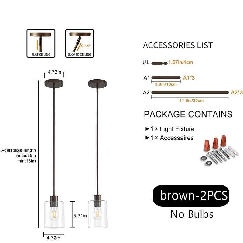 ﻿ Modern Industrial Pendant Lamp Glass Hanging  Adjustable height Kitchen Dining Room Bedroom Bedside bathroom Decor Lights