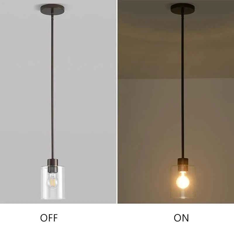 ﻿ Modern Industrial Pendant Lamp Glass Hanging  Adjustable height Kitchen Dining Room Bedroom Bedside bathroom Decor Lights