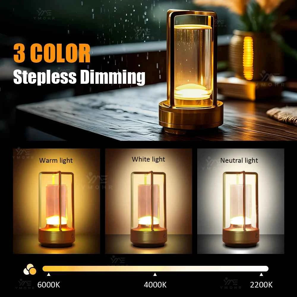 16 Modes Table Lamp LED Rechargeable Dimmable Mood Light Crystal Candle Room Decoration Portable Night Lights For Home Bar Gift
