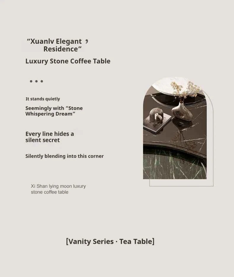 "Luxury Natural Stone Coffee Table - Italian Designer Marble Tea Table, Artistic Freeform Shape for Modern Living Room"