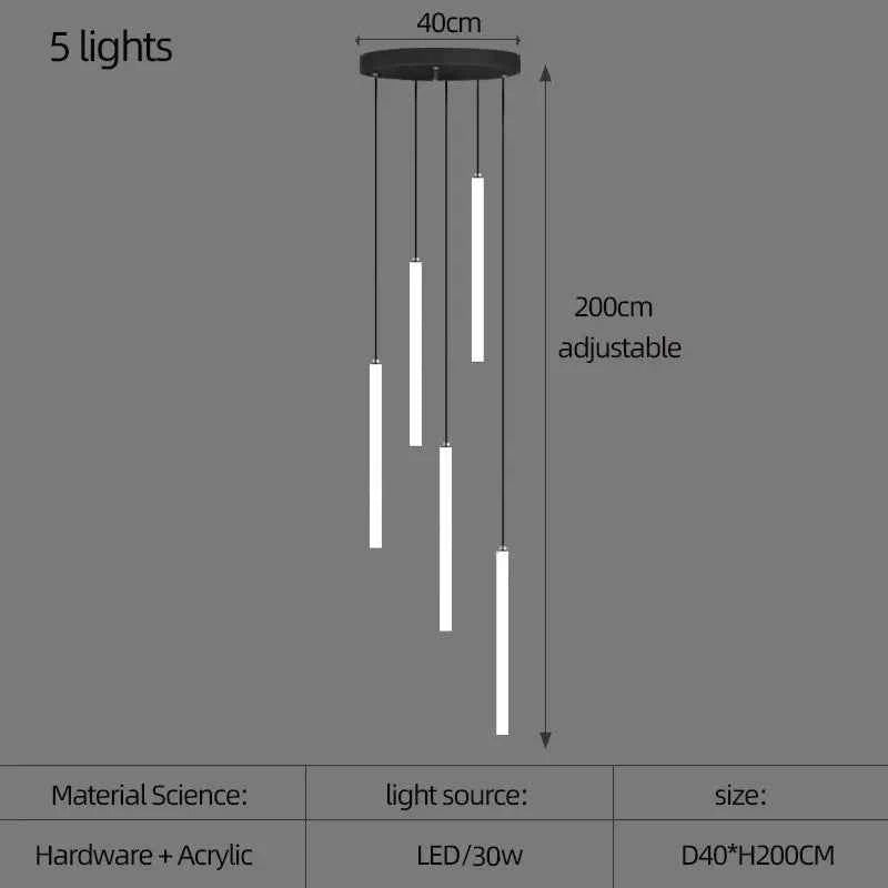 LED Long Chandelier Modern Home Decoration Pendant Lights Minimalist Attic Living Room Staircase Lighting Indoor Hanging Lamps