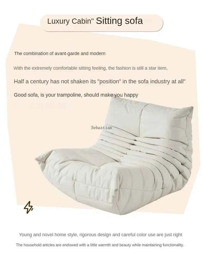 Caterpillar Velvet Sofa - Comfortable Lounge Chair for Small House Living Room, Bedroom, Store, and Balcony