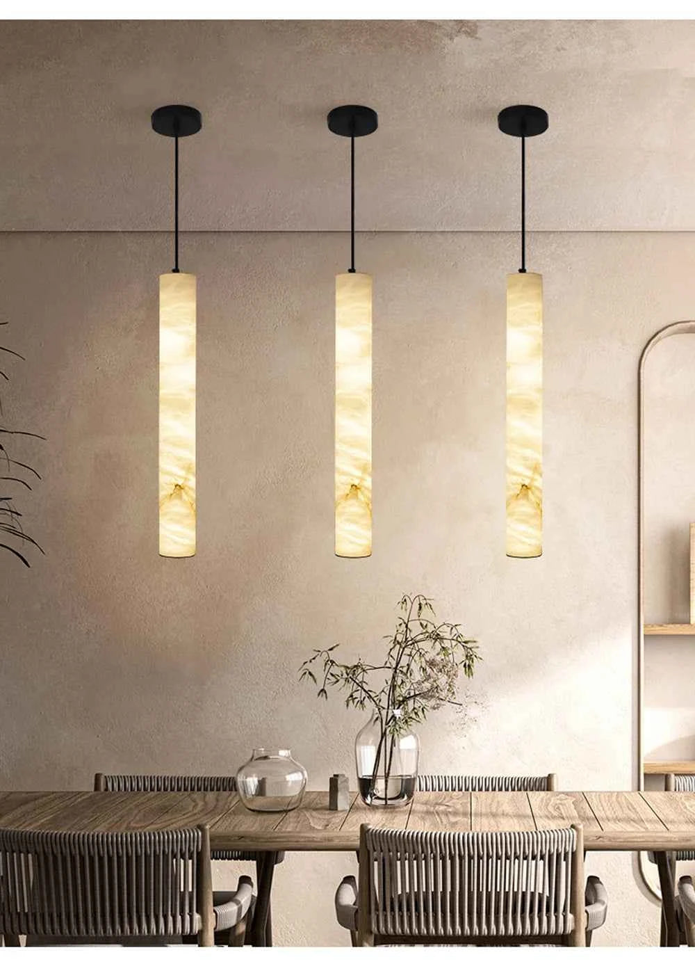 Suspension Luminaire Lampen Dinning Room Pendant Light 2025 Trendy Natural Marble Hanging Lamps LED Alabaster Chandelier