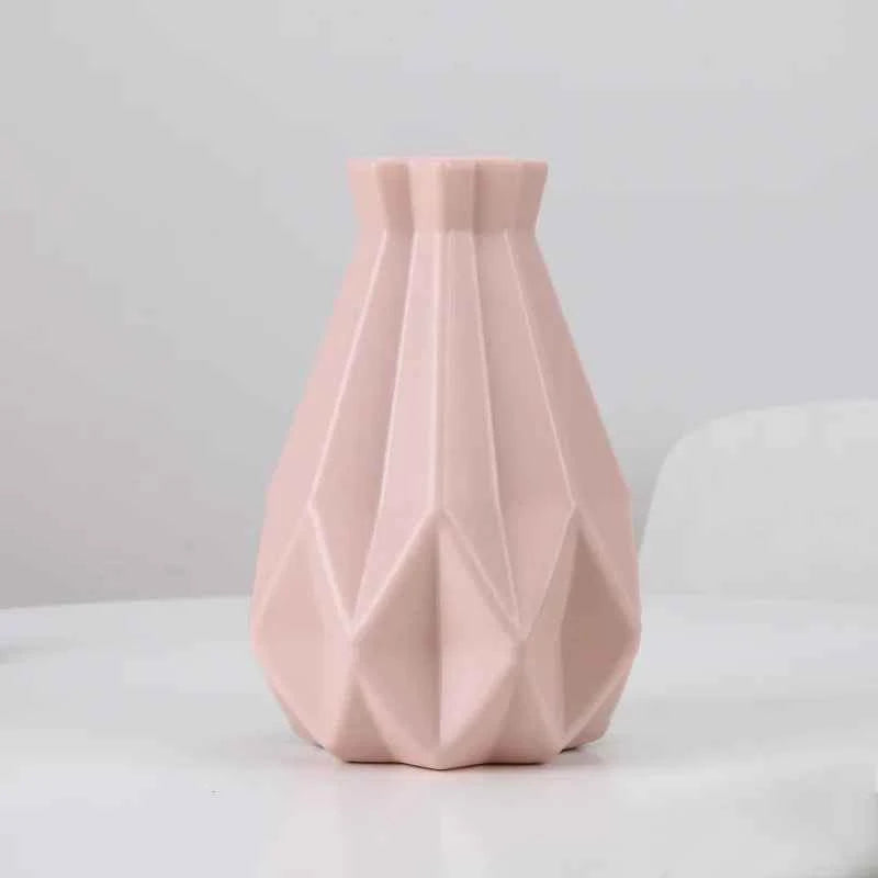 1pc Modern Flower Vase White Pink Blue Plastic Basket Nordic Home Living Room Decoration Ornament Flower Arrangement