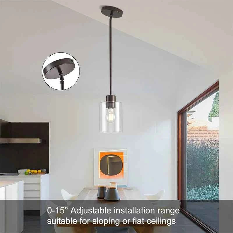 ﻿ Modern Industrial Pendant Lamp Glass Hanging  Adjustable height Kitchen Dining Room Bedroom Bedside bathroom Decor Lights