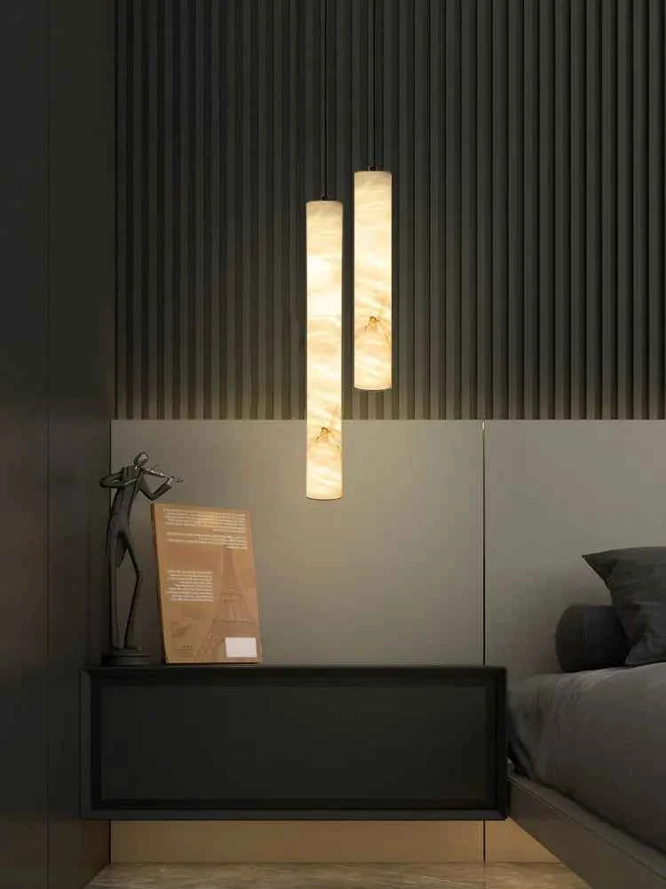 Suspension Luminaire Lampen Dinning Room Pendant Light 2025 Trendy Natural Marble Hanging Lamps LED Alabaster Chandelier