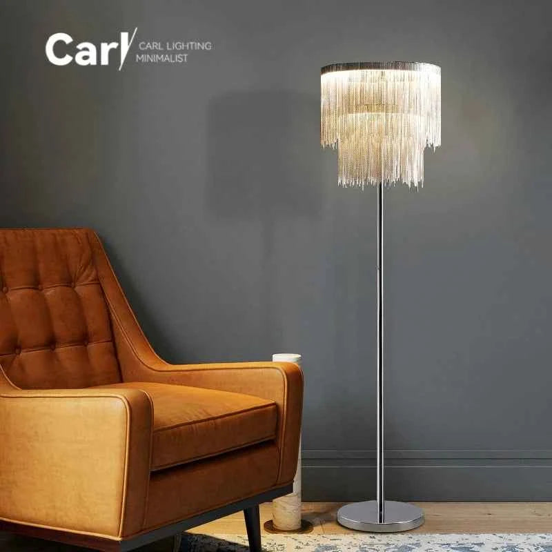 New Tassel Floor Lamp Living Room Bedside Light Luxury Bedroom Vertical Table Lamp Nordic Postmodern Simple Sofa Corner Art Lamp