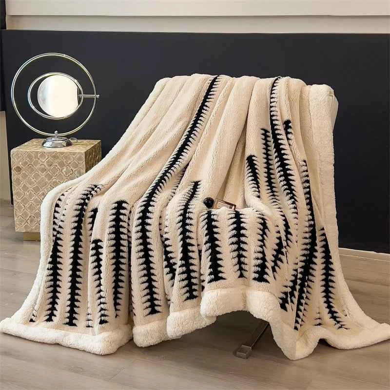 Blanket Quilt New Thickened Cloud-feel Fleece Double-layer  Plush Winter Wool Knee Nap Four Seasons Blankets for Sofas Sleeping