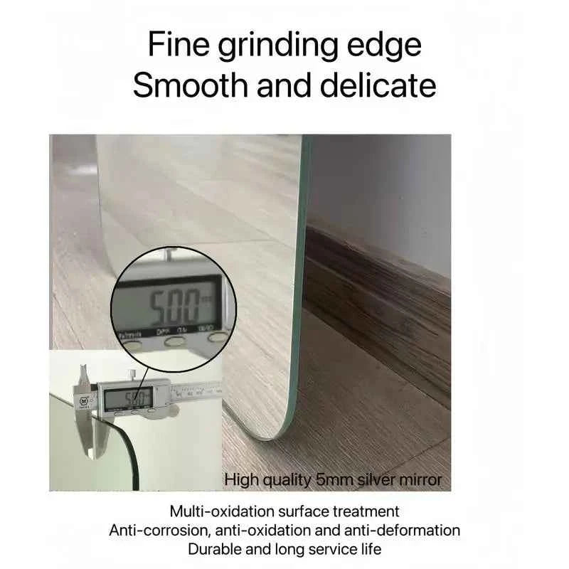 65"x24" Full Body Round Corner Mirror - Explosion-Proof Wall Hanging Silver Mirror for Living Room, Bedroom, or Cloakroom