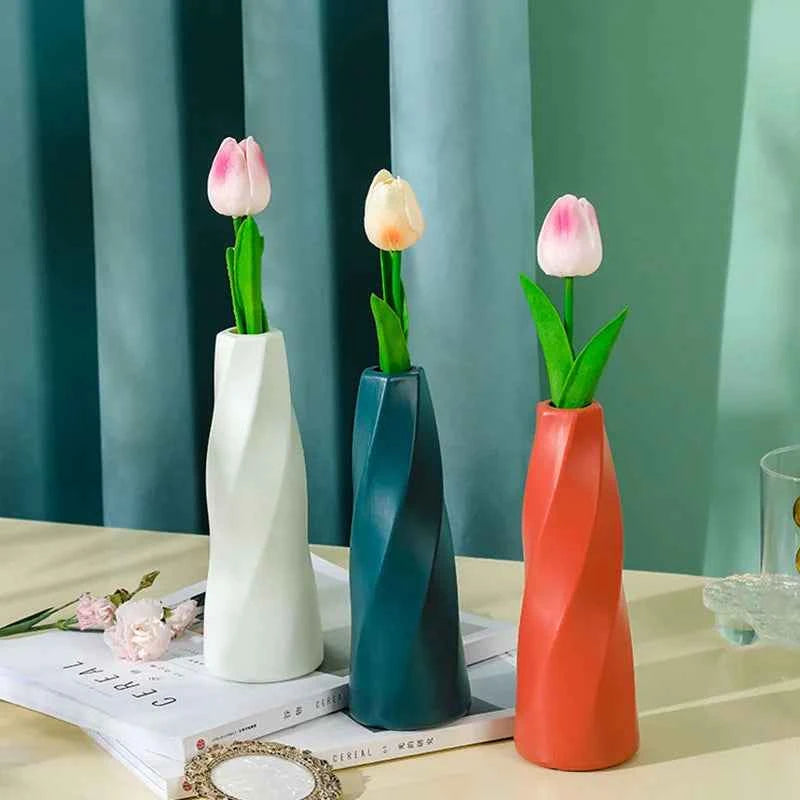 Simple Vase Decoration Living Room Flower Arrangement Vase Dining Table Light Luxury Style Vase Home Dried Flower Storage Bottle