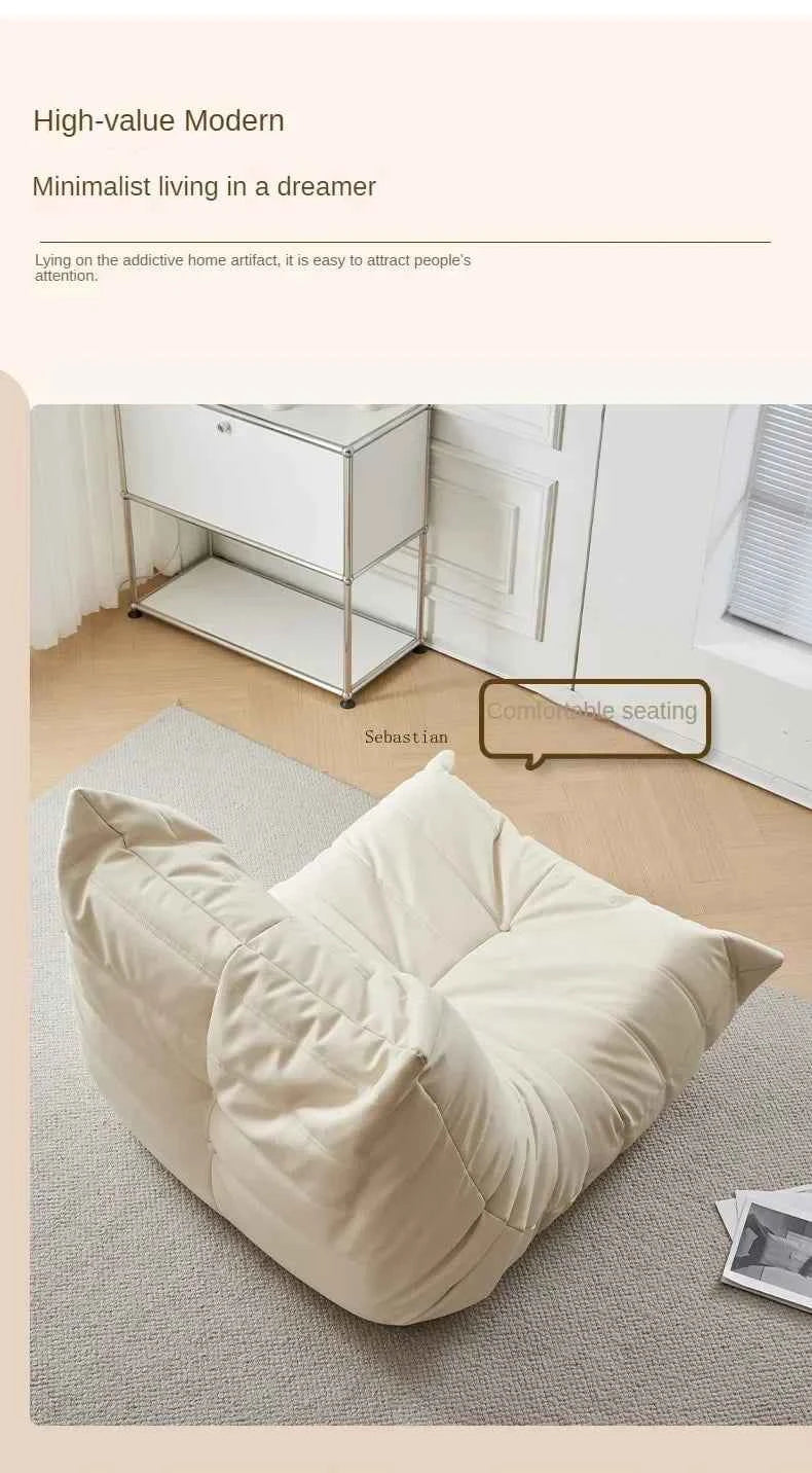 Caterpillar Velvet Sofa - Comfortable Lounge Chair for Small House Living Room, Bedroom, Store, and Balcony