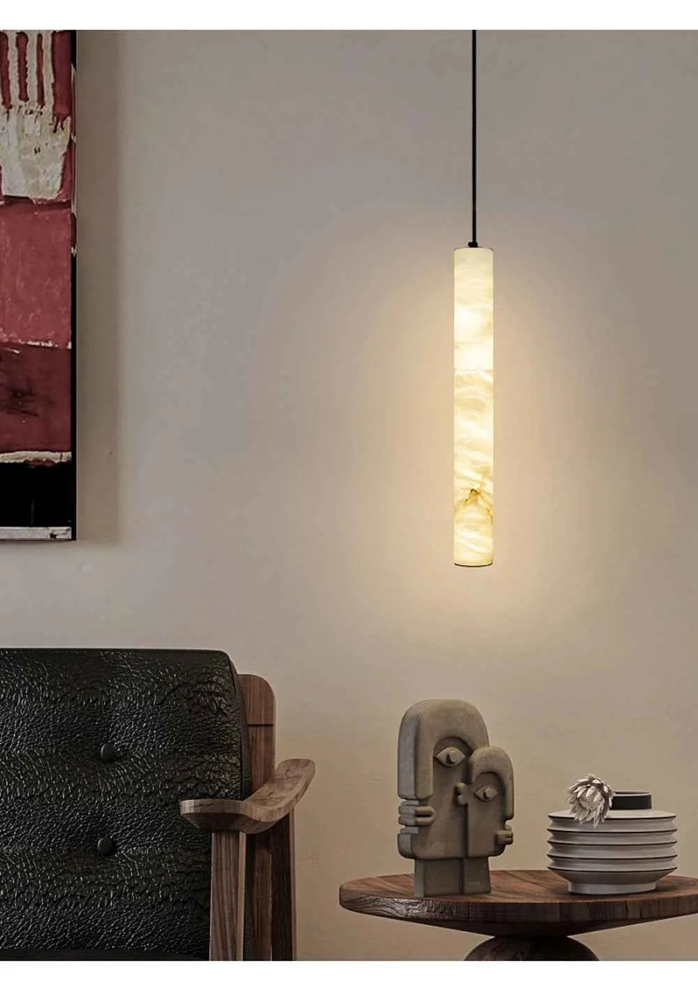 Suspension Luminaire Lampen Dinning Room Pendant Light 2025 Trendy Natural Marble Hanging Lamps LED Alabaster Chandelier