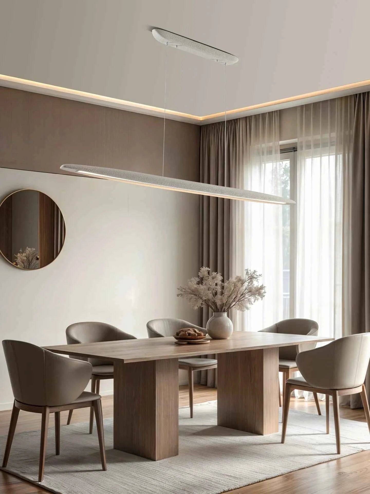 Modern Simple Strip Restaurant LED Ceiling Chandelier Nordic Wabi Sabi Home Interior Decor Bar Pendant Lamp Living Room Light