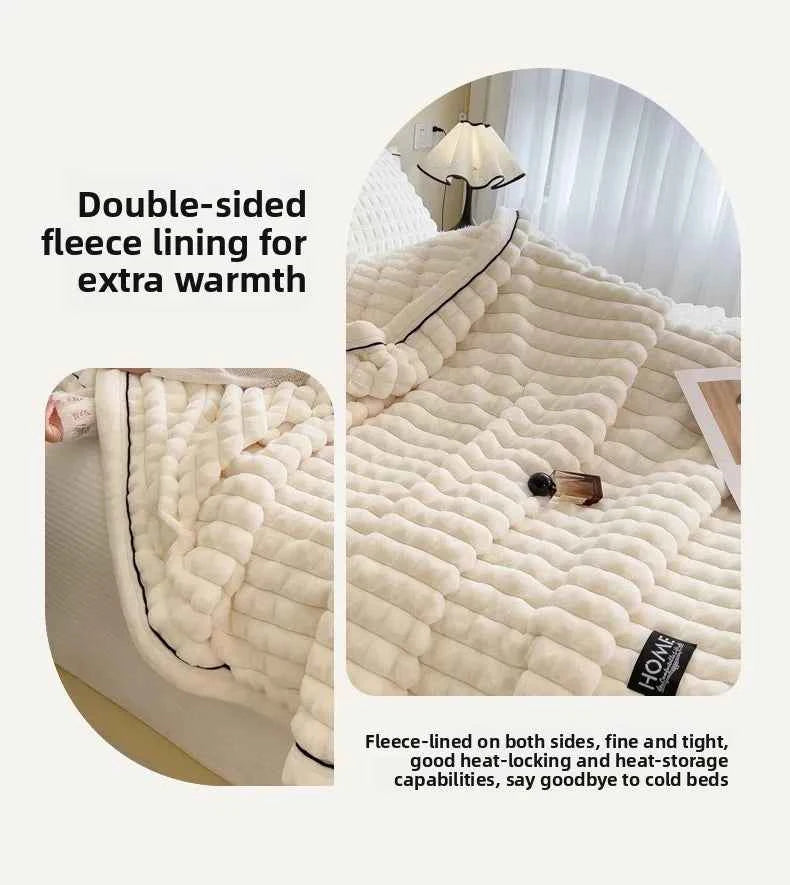 2025 A-Class Rabbit Fur Plush Blanket Multi-Functional Sofa Living Room Warm Decorative Autumn Winter Cozy Throw Blanket