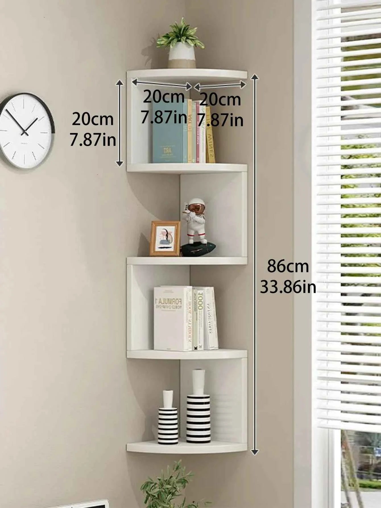 5-tier Floating Wall Shelf Corner Storage Rack Aesthetic Room Decoration Home Decoration Living Room Kitchen Display Stand Ledge