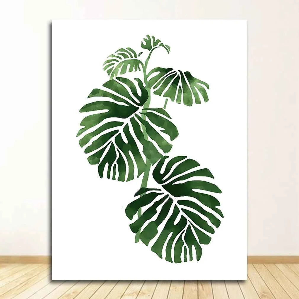 Wall Art Paintings for Living Room Home Decor Scandinavian Style Tropical Plants Poster Green Leaves Decorative Picture Modern