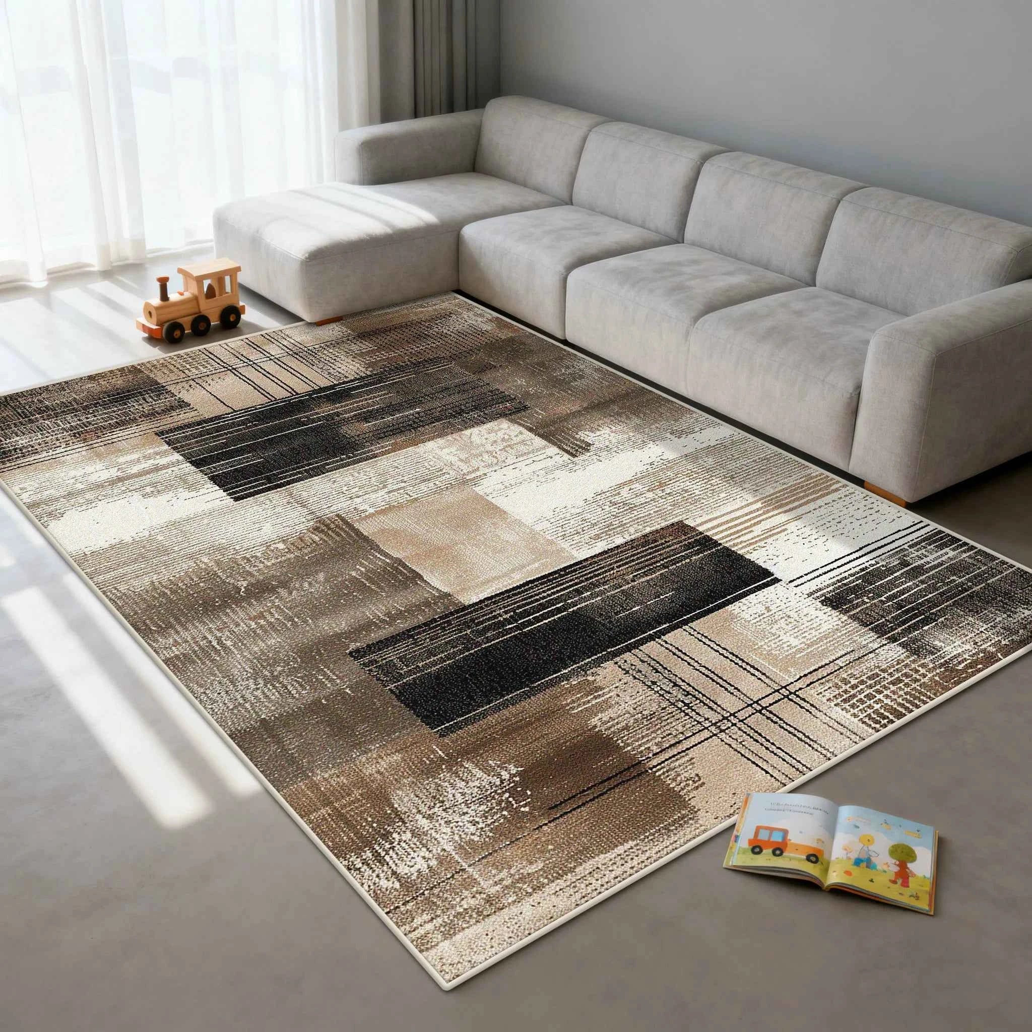 Modern Golden Geometry Carpet for Living Room Light Luxury Rugs for Bedroom Decor Large Area Lounge Sofa Side Floor Mats 200x300