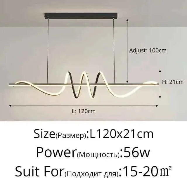 Minimalist Long Strip Restaurant Ceiling Chandelier Home Decor Bedroom Living Room Pendant Light Dining Table Bar Hanging Lamps