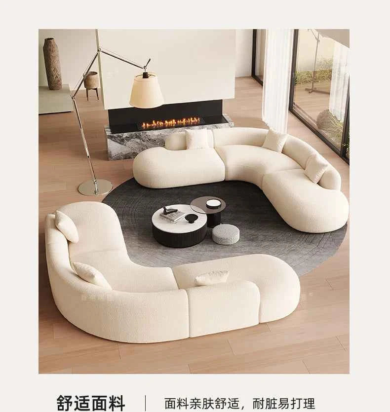 Curved Individual Living Room Sofas Corner Recliner Luxury Nordic Sofas Modern Cloud Single Floor Designer Wood Divano Furniture
