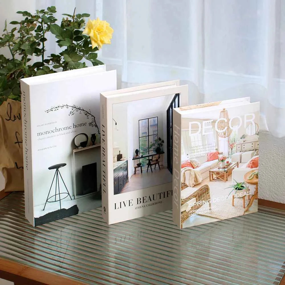3Pcs/Set Luxury Decoration Fake Books Rich in layers Set of fake books Home Decor Ornaments cosmetic room Coffee Table Book