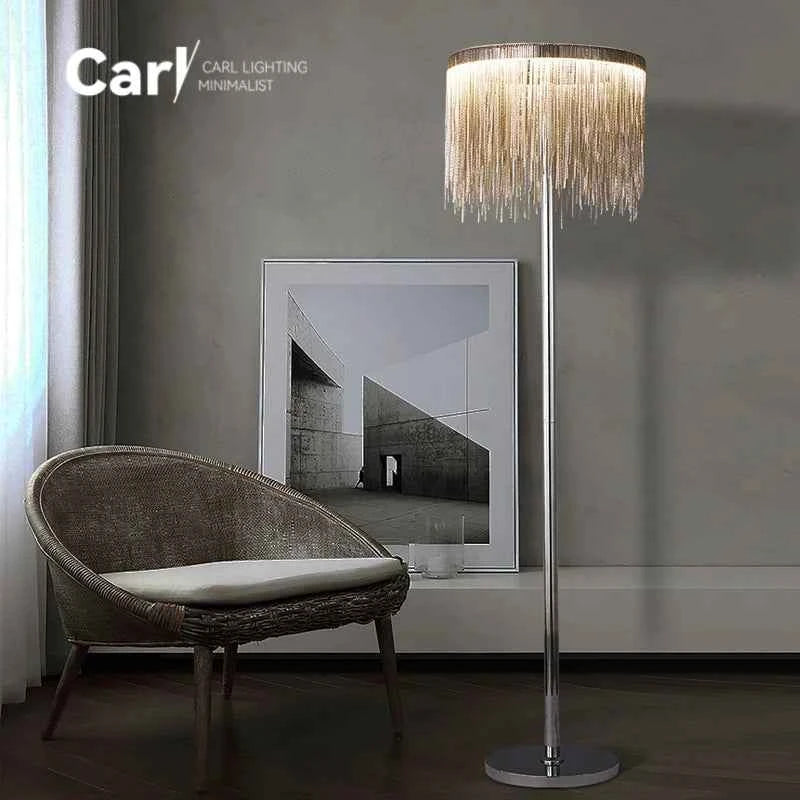 New Tassel Floor Lamp Living Room Bedside Light Luxury Bedroom Vertical Table Lamp Nordic Postmodern Simple Sofa Corner Art Lamp