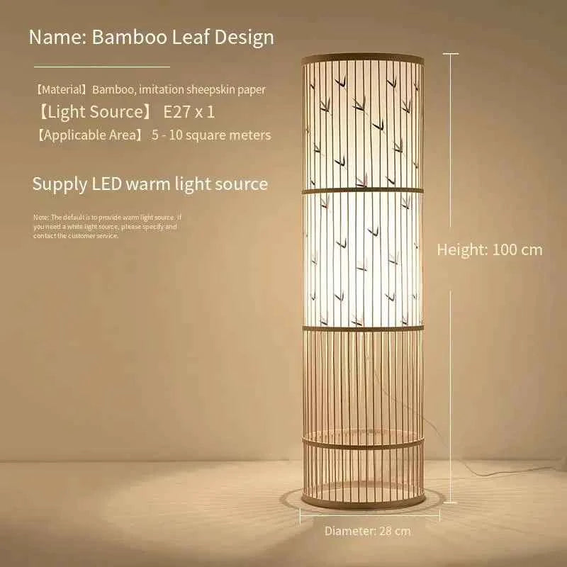 Art Chinese Floor Lamp Retro Bamboo Weaving Living Room Tea Room Japanese Bedroom Classic Creative Ornament Lighting Fixtures