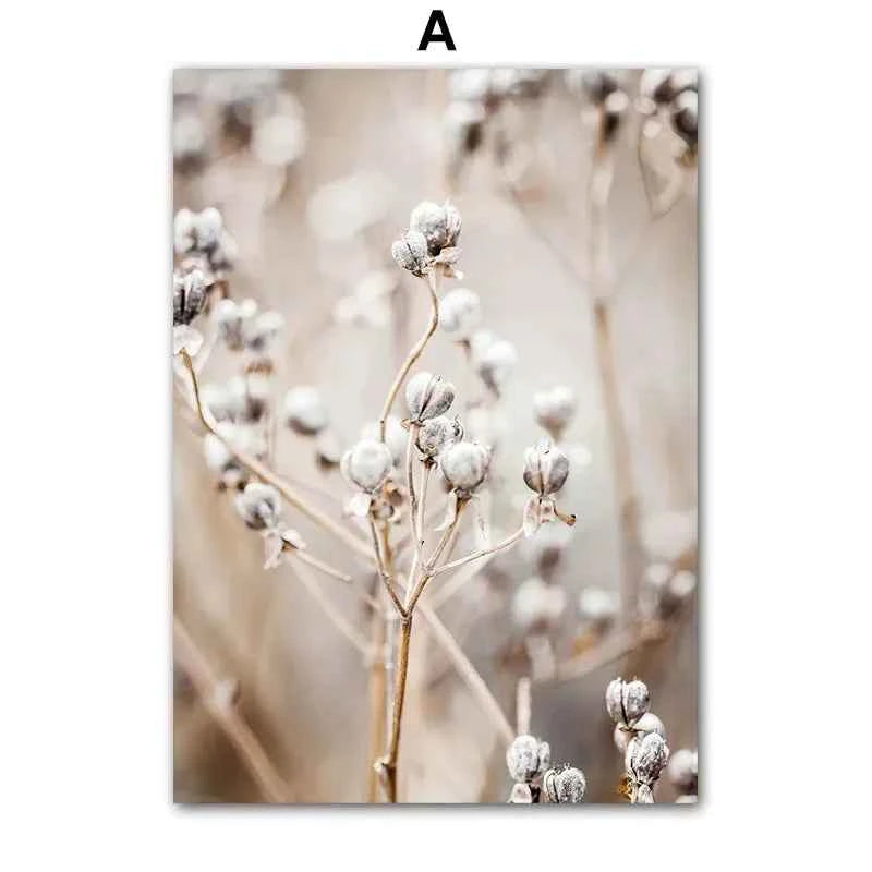 Wall Art Beige White Flower Vintage Abstract Geometry Print Living Room Home Decoration Poster Canvas Painting Wall Pictures