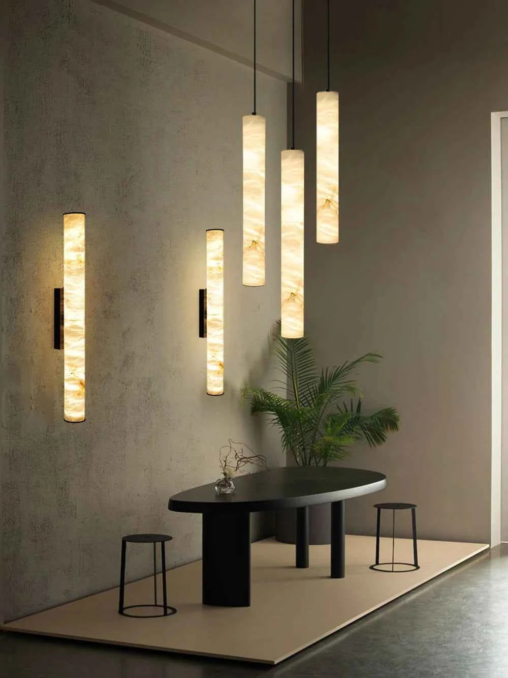 Suspension Luminaire Lampen Dinning Room Pendant Light 2025 Trendy Natural Marble Hanging Lamps LED Alabaster Chandelier