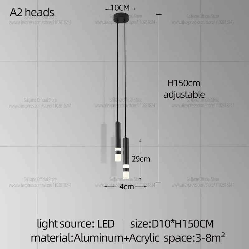 Modern LED Long Pendent Lamp Hanging Bedroom Bedhead pendant Light Suitable For Restaurant Bar Counter Decoration Chandelier