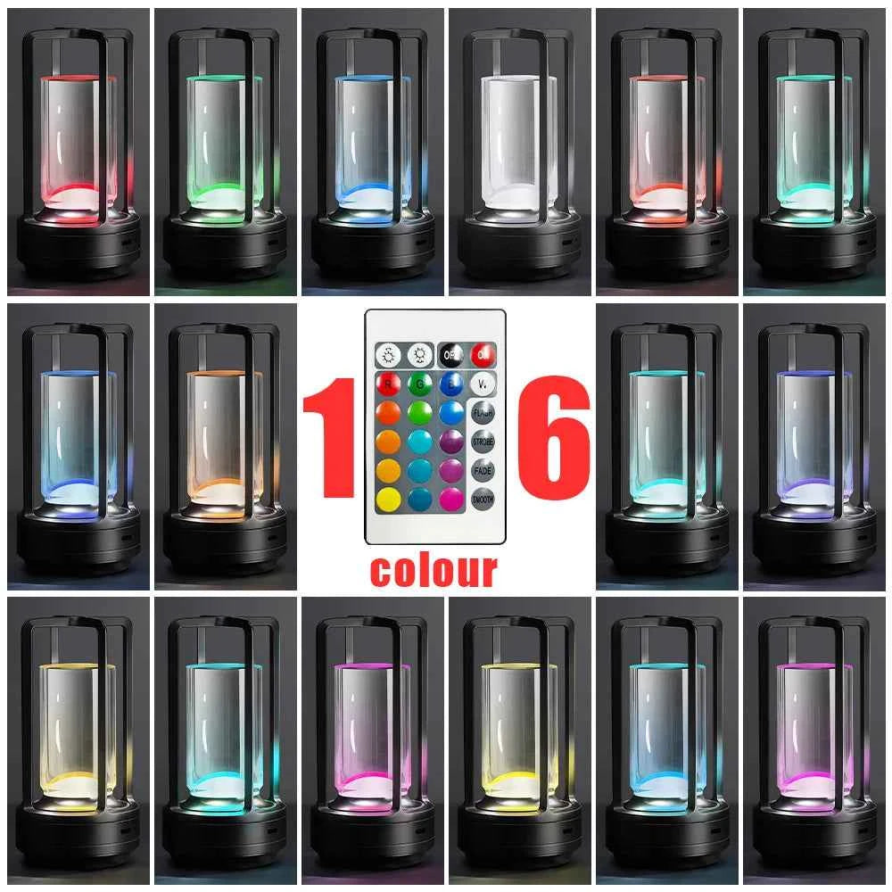 16 Modes Table Lamp LED Rechargeable Dimmable Mood Light Crystal Candle Room Decoration Portable Night Lights For Home Bar Gift