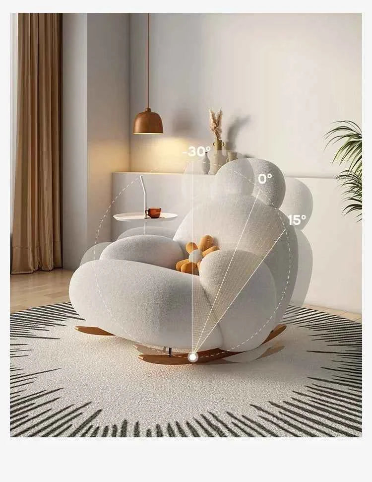 Big White Rocking Chair - Stylish Single Lazy Sofa for Living Room, Balcony, and Bedroom