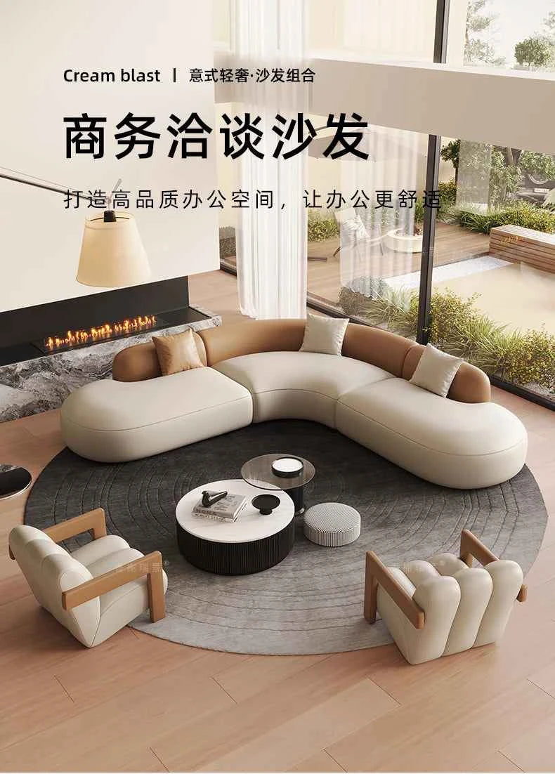 Curved Individual Living Room Sofas Corner Recliner Luxury Nordic Sofas Modern Cloud Single Floor Designer Wood Divano Furniture