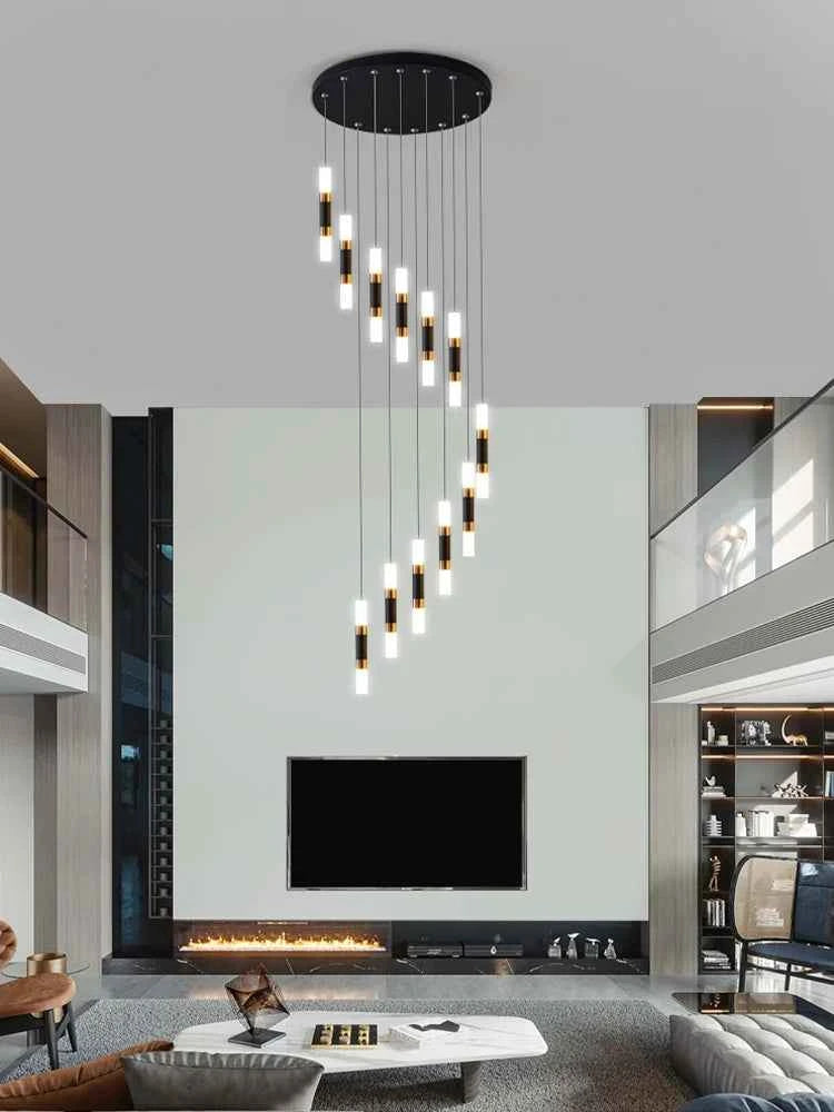 Modern Ceiling Chandelier Indoor Stair LED Decoration Chandelier Living Room Staircase Pendant Lights Duplex House Hanging Lamp