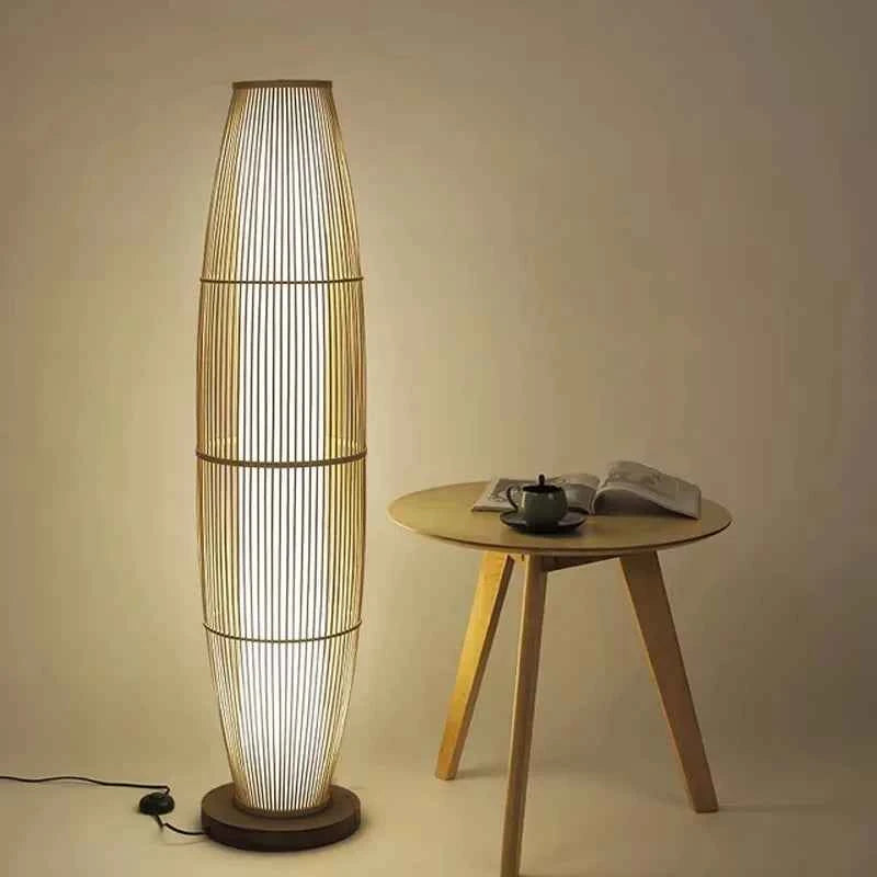 Art Chinese Floor Lamp Retro Bamboo Weaving Living Room Tea Room Japanese Bedroom Classic Creative Ornament Lighting Fixtures