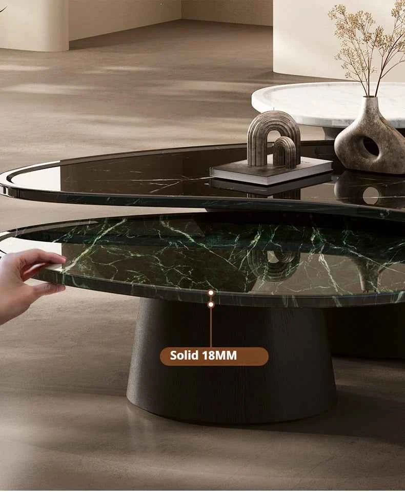 "Luxury Natural Stone Coffee Table - Italian Designer Marble Tea Table, Artistic Freeform Shape for Modern Living Room"