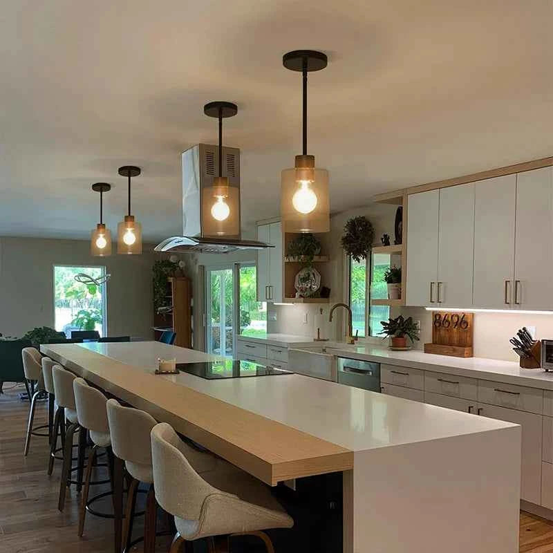 ﻿ Modern Industrial Pendant Lamp Glass Hanging  Adjustable height Kitchen Dining Room Bedroom Bedside bathroom Decor Lights