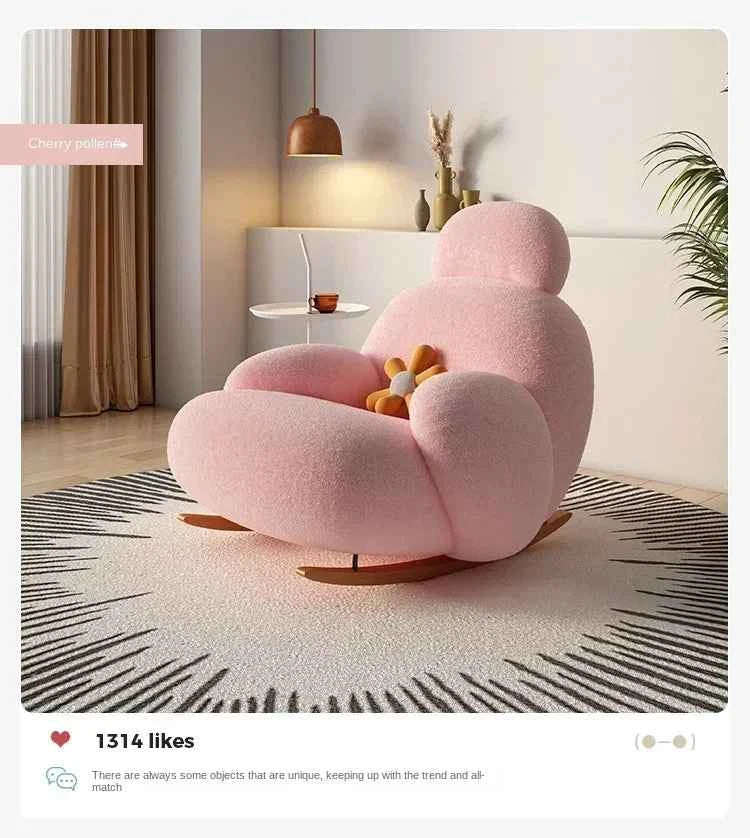 Big White Rocking Chair - Stylish Single Lazy Sofa for Living Room, Balcony, and Bedroom