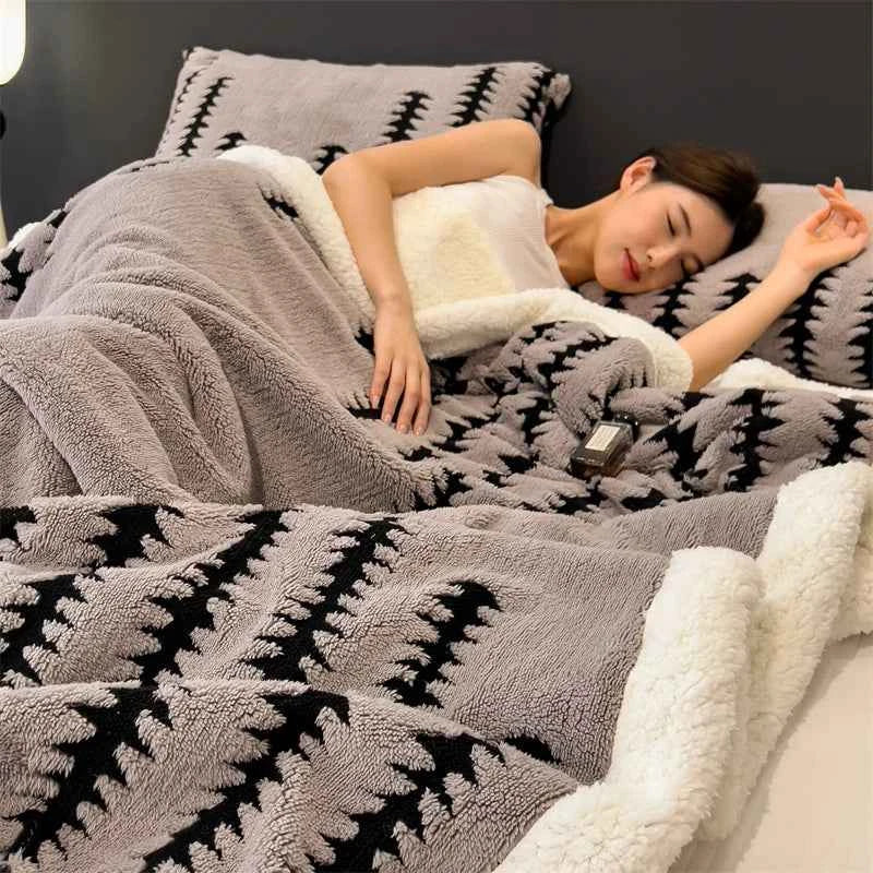 Blanket Quilt New Thickened Cloud-feel Fleece Double-layer  Plush Winter Wool Knee Nap Four Seasons Blankets for Sofas Sleeping