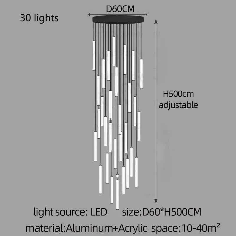 LED Long Chandelier Modern Home Decoration Pendant Lights Minimalist Attic Living Room Staircase Lighting Indoor Hanging Lamps