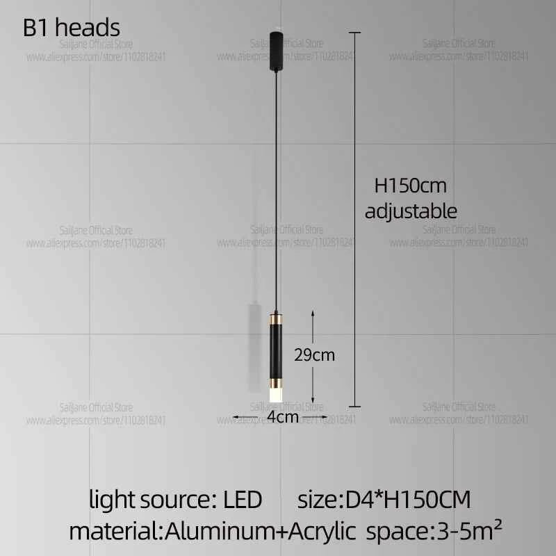 Modern LED Long Pendent Lamp Hanging Bedroom Bedhead pendant Light Suitable For Restaurant Bar Counter Decoration Chandelier