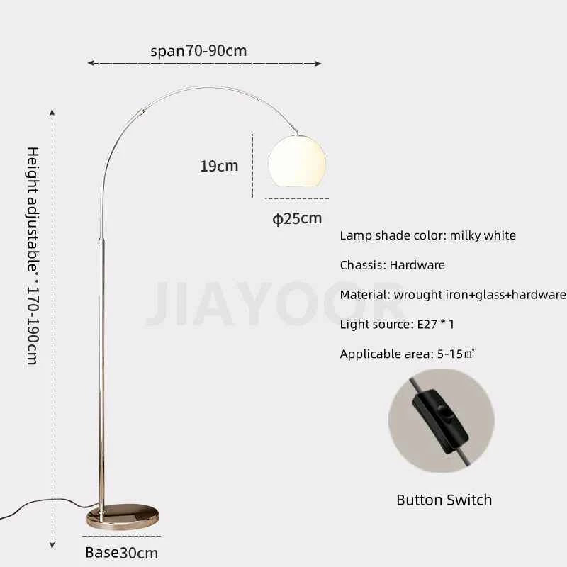 Nordic Living Room Atmosphere Floor Lamp Fishing Lamp Sofa Side Marble Standing Lamp Light Luxury LED Light Bedroom Bedside Lamp