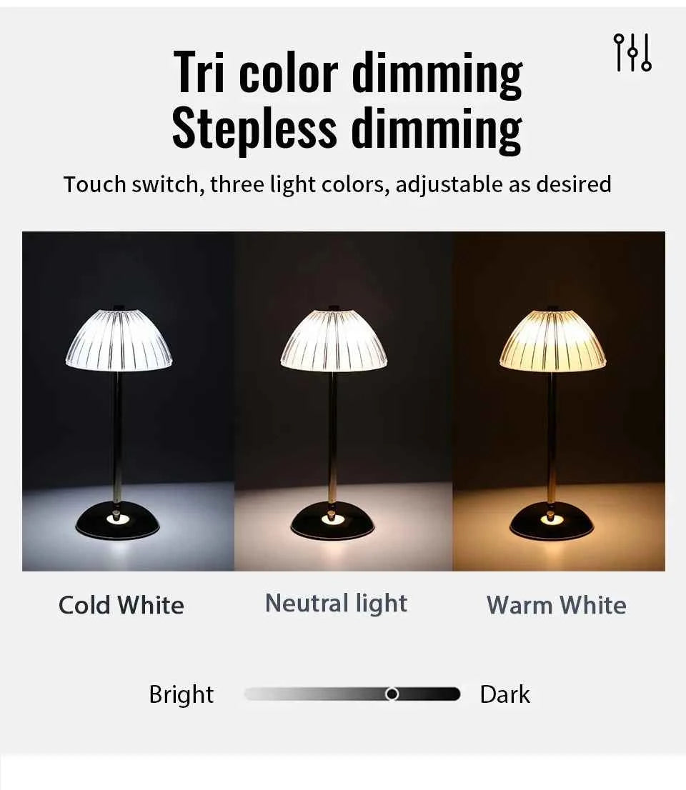 LED Table Lamp Touch Lamp Reading Light Rechargeable Light Wireless Retro Night Lamp Nordic For Study Bedroom Desk Lamp Bar Home