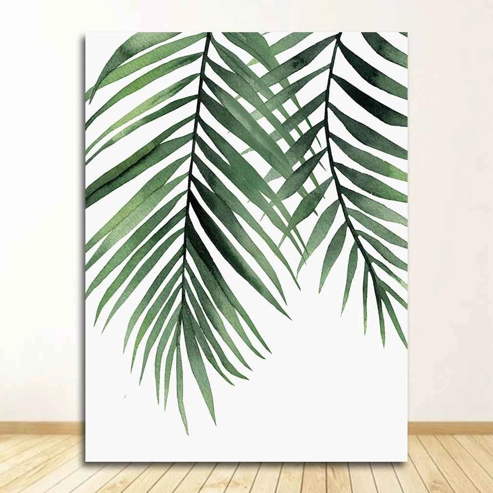 Wall Art Paintings for Living Room Home Decor Scandinavian Style Tropical Plants Poster Green Leaves Decorative Picture Modern